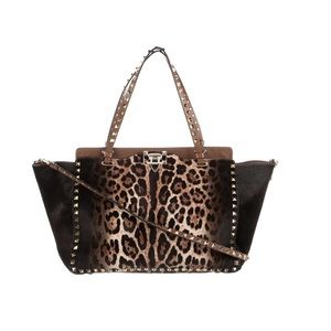 Valentino Leopard Rockstud Tote